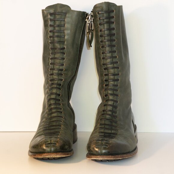 JOHN FLUEVOG Thatcher Green Boot w/faux laces NIB - Picture 2 of 4